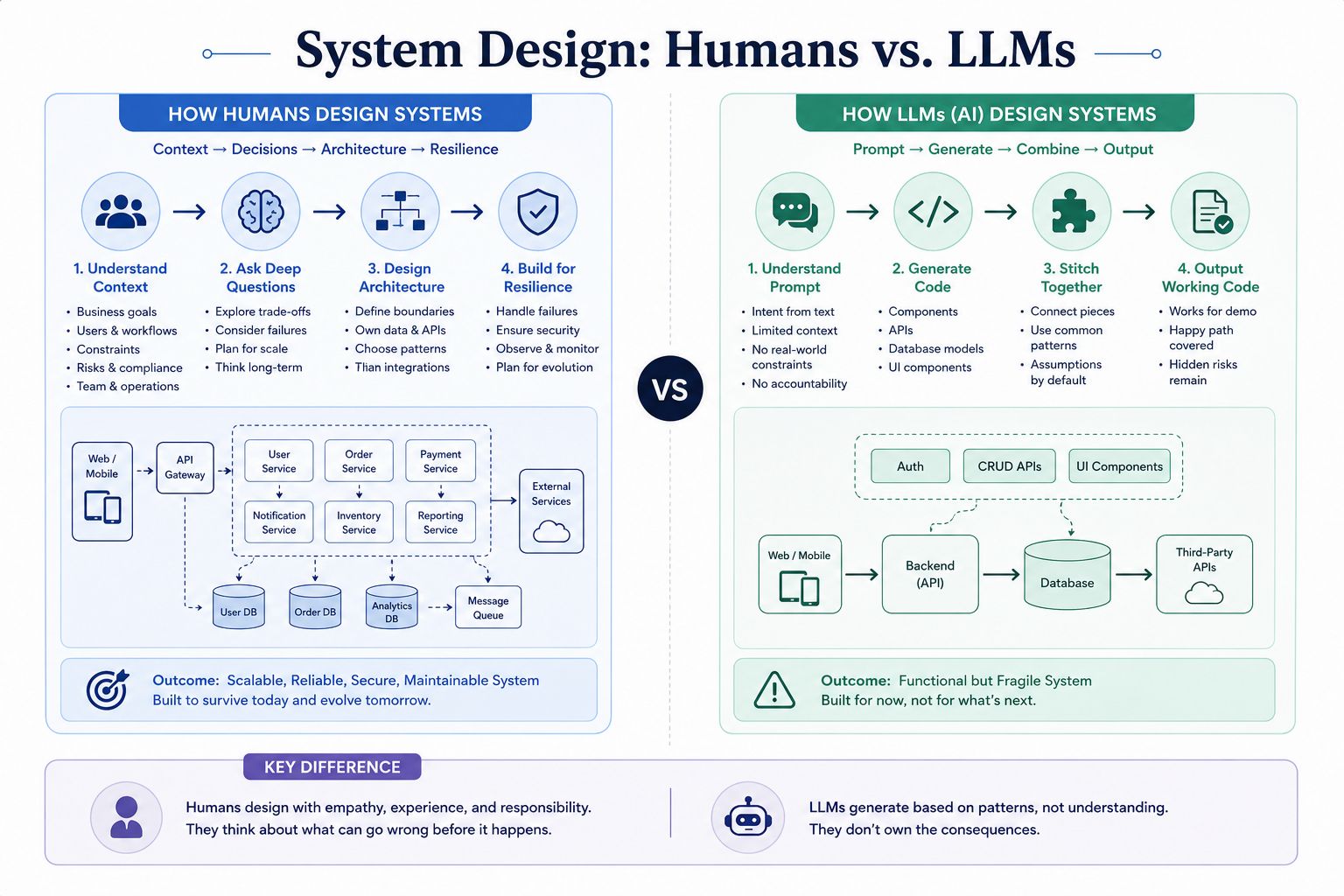 Human vs LLM System Design
